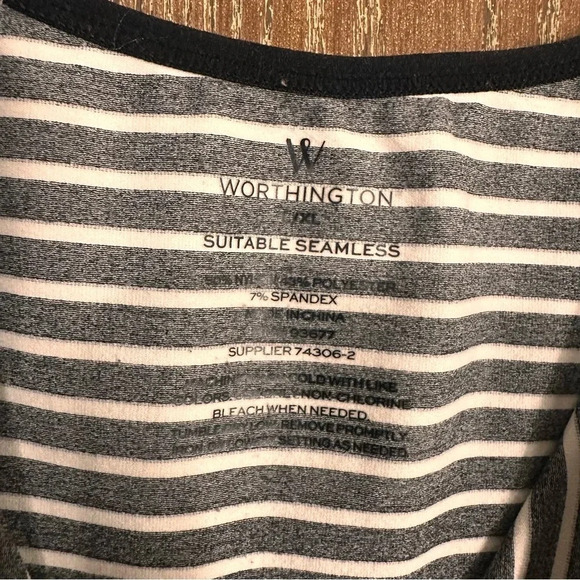 Worthington Women's 2pc Tank Top L/XL Blue & Black White Striped Stretchy Casual - Picture 5 of 11